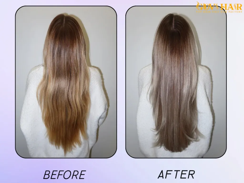 Purple toner on brown hair with highlights