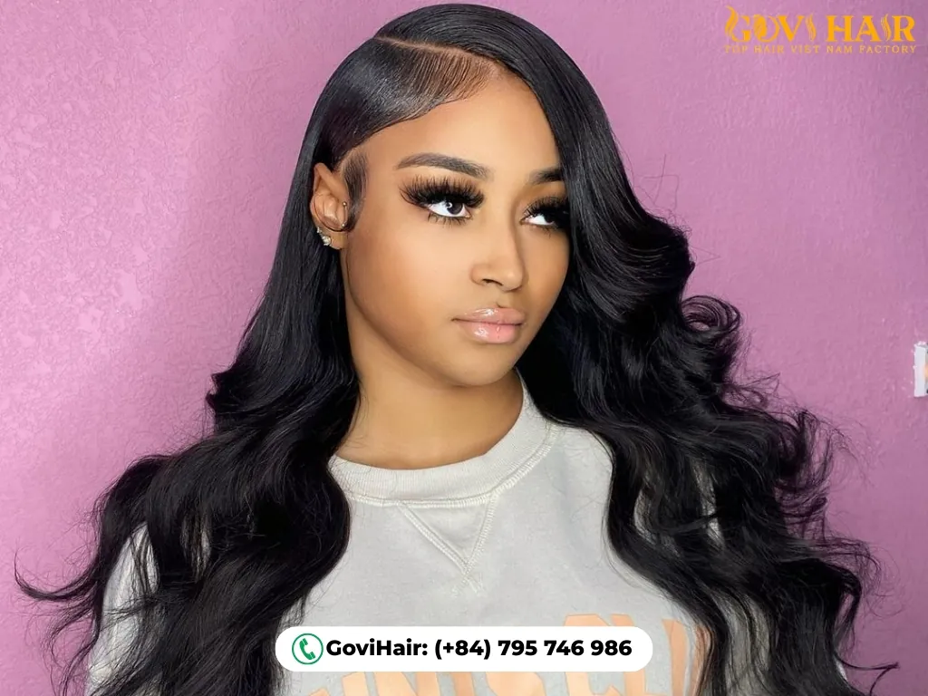 Quick weave hairstyle with natural-looking part