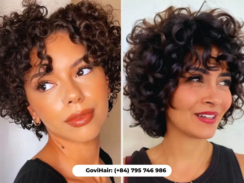 Retro sculpted curls short weave bob