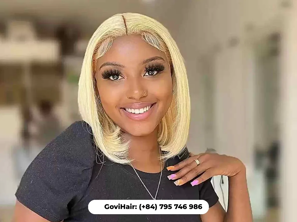 Short bob weave with blonde tones