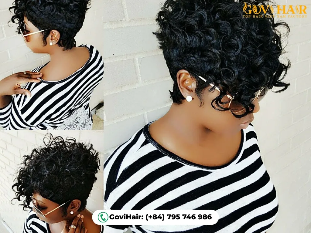 Short feathered quick weave 27-piece style