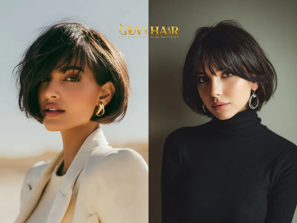 Classic Bob with Bangs - One of the popular short weave hairstyles