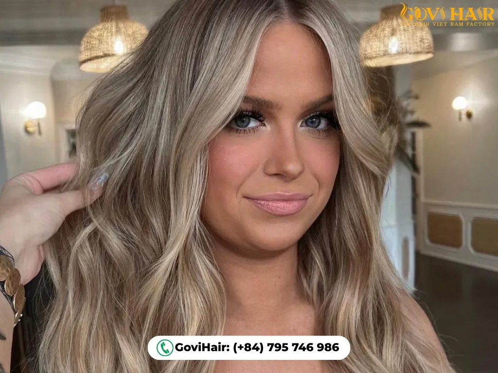 Soft neutral beige blonde with subtle shine