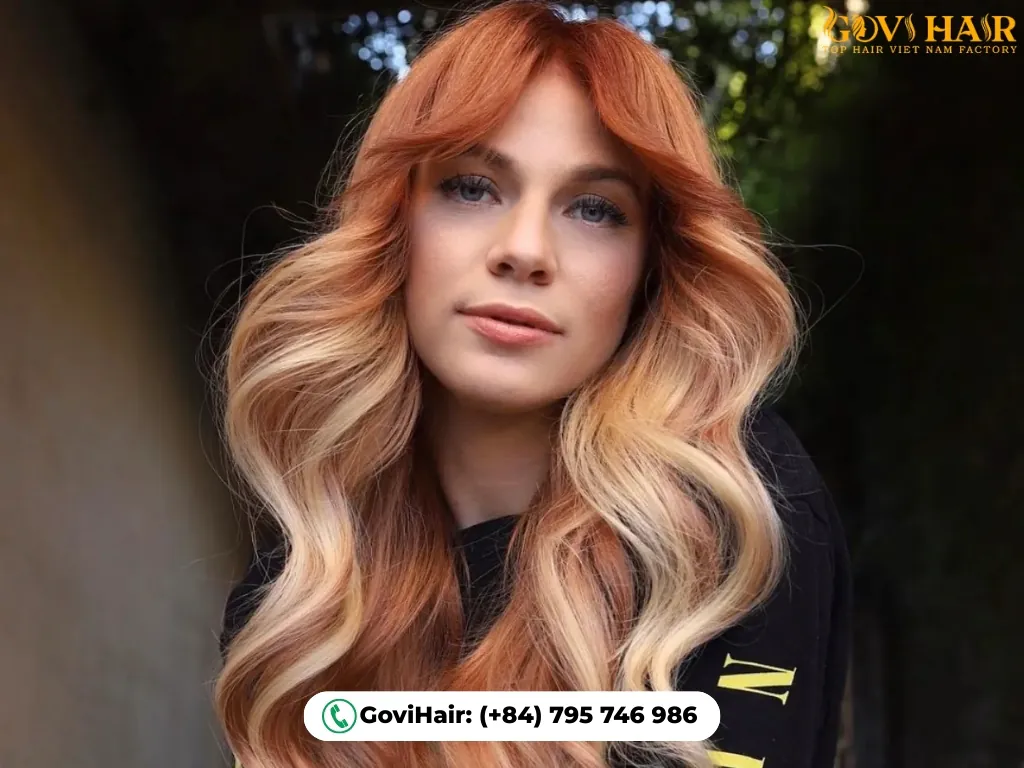 Subtle pastel peach blonde hair look