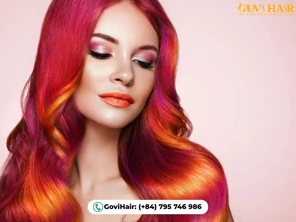 Sunset-inspired orange pink hair color