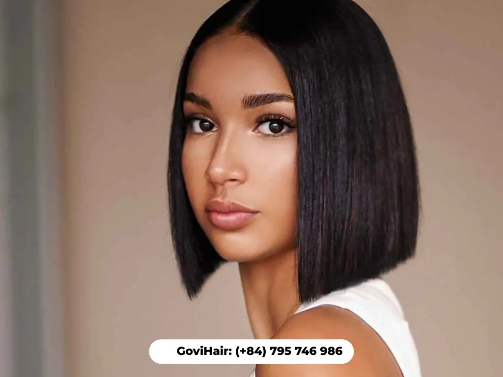 Symmetrical bob weave with middle part