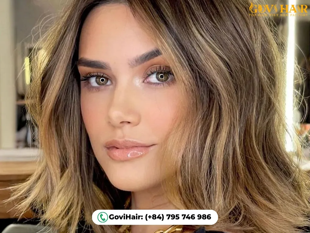 Textured bob weave with highlights