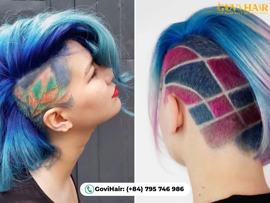 Two-tone hair with undercut tattoo