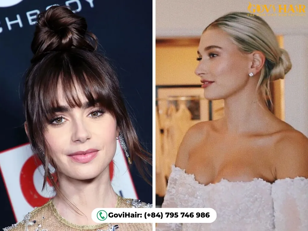 Updo: romantic bangs or sleek no bangs