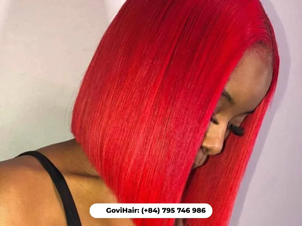 Vibrant red bob weave haircut