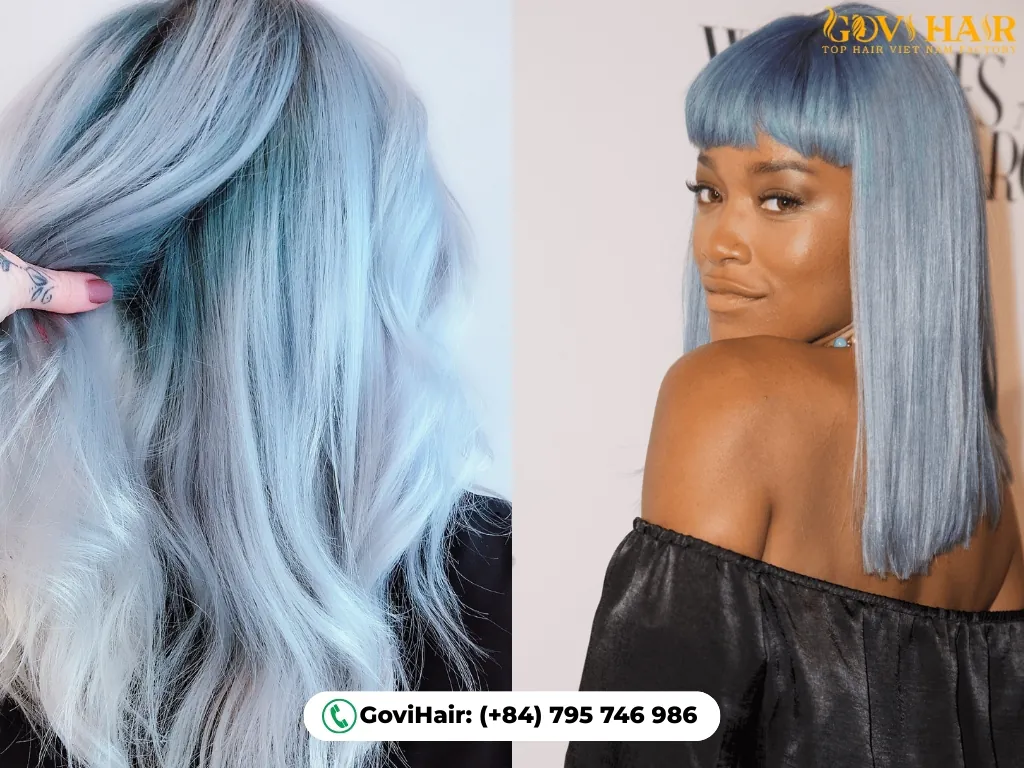 Whimsical pastel light blue hairstyle