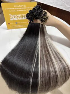 22 Inch Straight Mix Piano #2/613 Color V Tip Hair Extensions