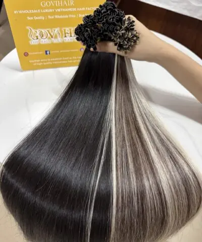 22 Inch Straight Mix Piano #2/613 Color V Tip Hair Extensions