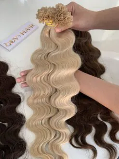 24 Inch Deep Wave Blonde Color U Tip Hair Extensions