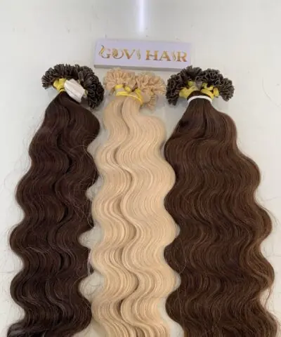 24 Inch Deep Wave Blonde Color U Tip Hair Extensions