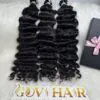 24 Inch Deep Wave Natural Black Color Flat Tip Hair Extensions Pre Bonded