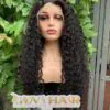 Burmese Curly Human Hair Frontal Wig 13x4 HD Lace 26 Inch 250% Density Natural Color