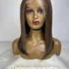 Human Hair Bob Wig 13×4 Lace Frontal 12 Inch 6c Color