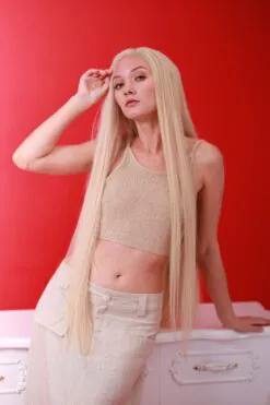 Human Hair Closure wig 5x5 HD Lace Bone straight Platinum color