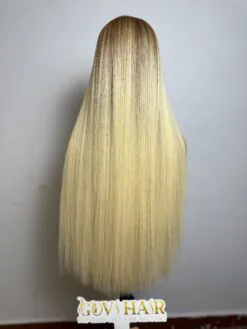 Human Hair Closure Wig 7x7 HD Lace 28 Inch 180% Density Ombre Blonde