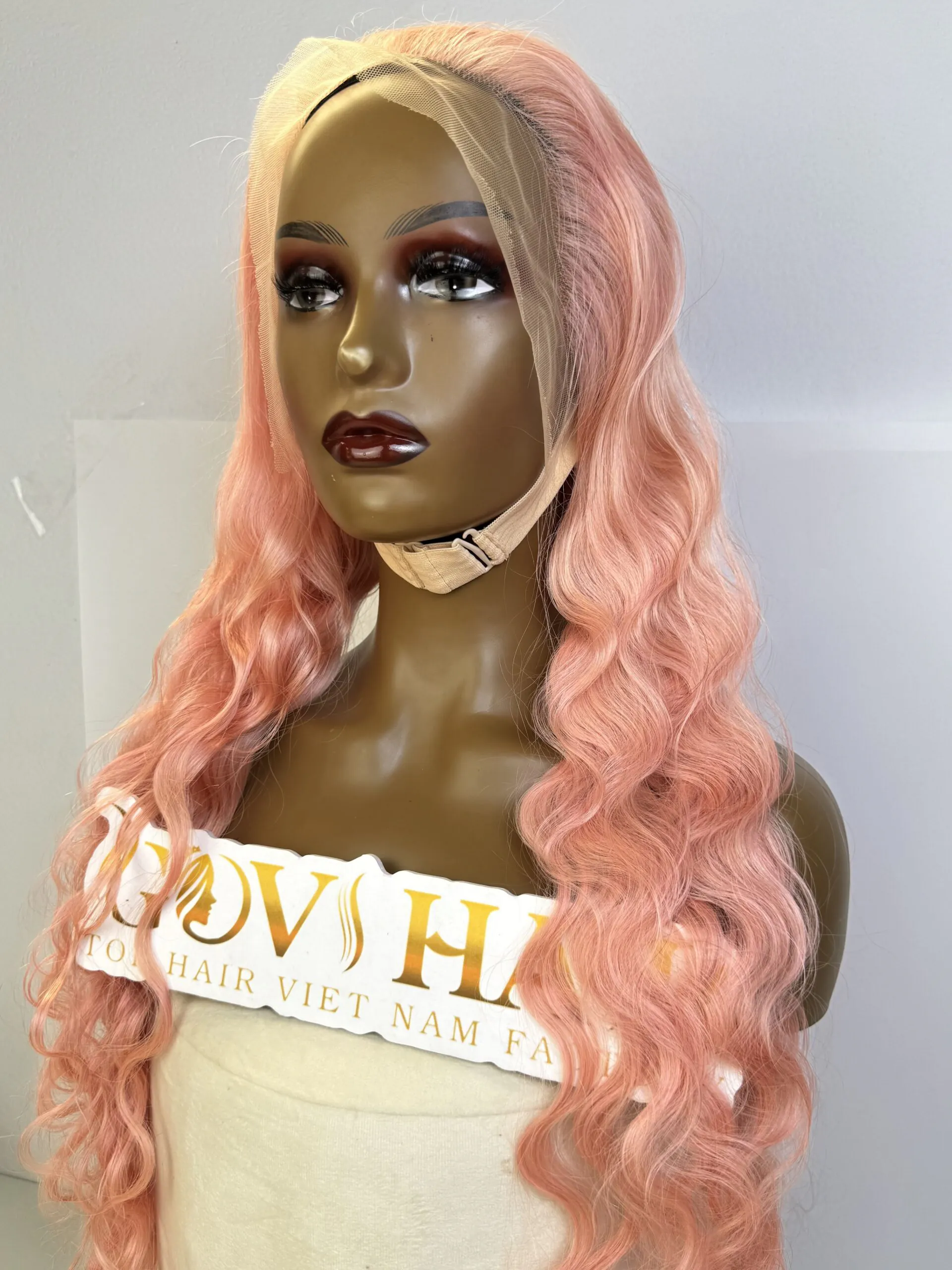 Natural Wave Human Hair Frontal Wig 13x4 HD Lace 26 Inch 180% Density Pink