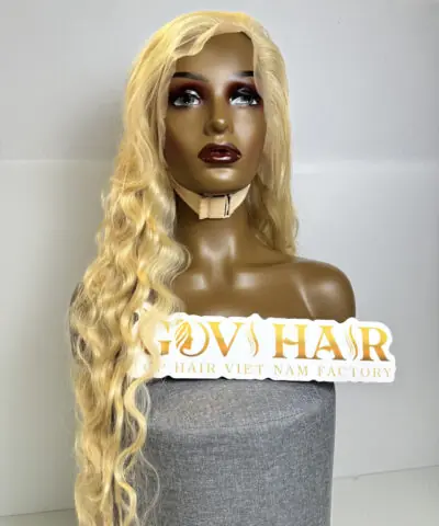 Natural Wave Human Hair Frontal Wig 13x4 HD Lace 28 Inch 250% Density Platinum Color