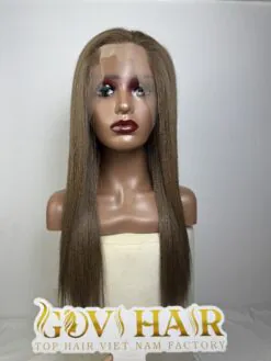 Straight Human Hair Full Lace Wig 24 Inch 250% Density #7 Light Brown Color