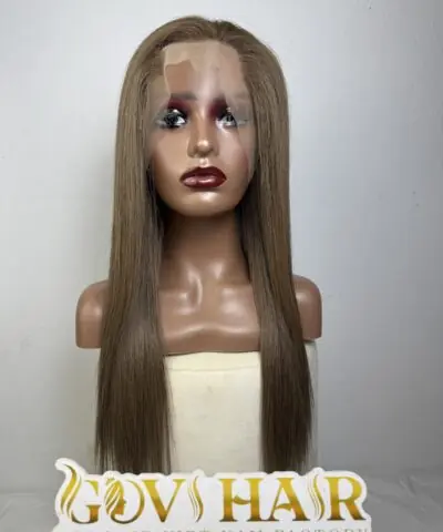 Straight Human Hair Full Lace Wig 24 Inch 250% Density #7 Light Brown Color