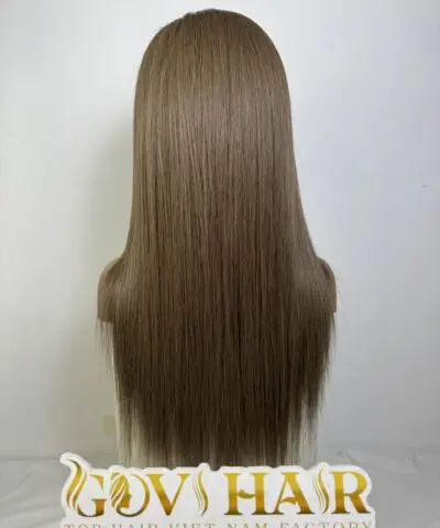 Straight Human Hair Full Lace Wig 24 Inch 250% Density #7 Light Brown