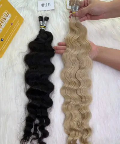 22 Inch Deep Wave #60 Blonde I Tip Hair Extensions Raw Hair