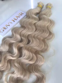22 Inch Deep Wave #60 Blonde I Tip Hair Extensions