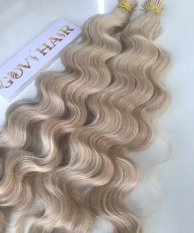 22 Inch Deep Wave #60 Blonde I Tip Hair Extensions