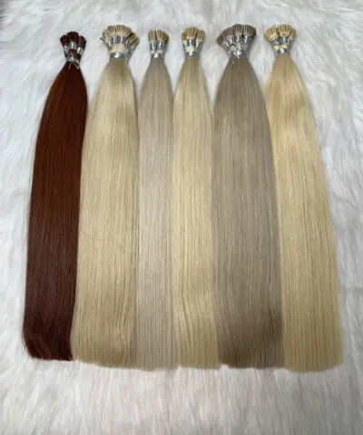 Straight #1001 Lightest Ash Blonde Color I Tip Hair Extensions