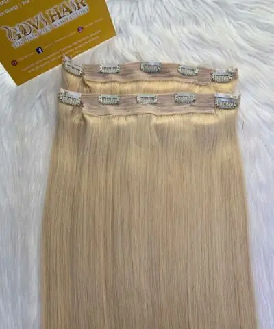 26 Inch Straight #60 Blonde Color Halo Hair Extensions Raw Hair