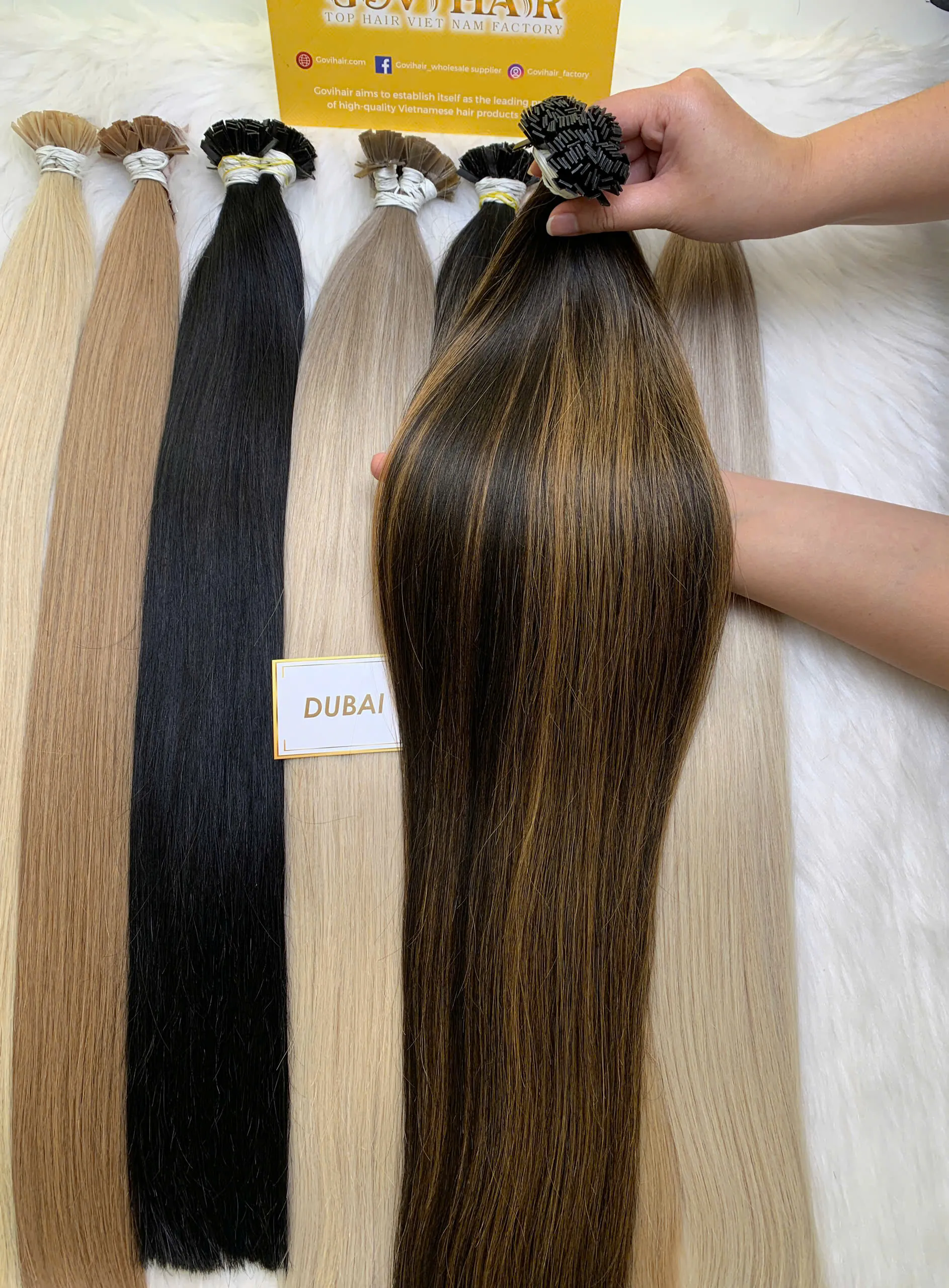 26 Inch Straight Dubai Color Flat Tip Hair Extensions For Professional Salon