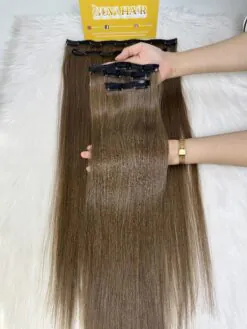 28 Inch Straight #6 Chesnut Brown Color Clip In Hair Extensions Raw Hair