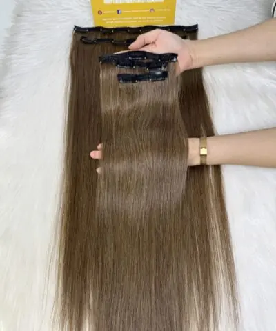 28 Inch Straight #6 Chesnut Brown Color Clip In Hair Extensions Raw Hair