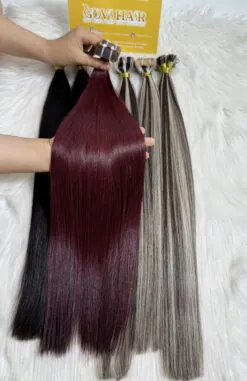 28 Inch Straight Tape In Hair Extensions #99j Burgundy Color