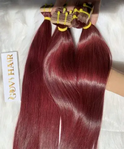 28 Inch Straight Tape In Hair Extensions #99j Burgundy Color Premium Hair 7 Straight Tape In Hair Extensions #99j Burgundy