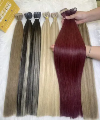28 Inch Straight Tape In Hair Extensions #99j Burgundy