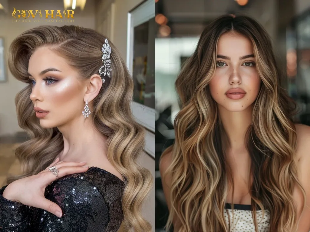 Hollywood waves and soft wavy styles on 40 inch hair