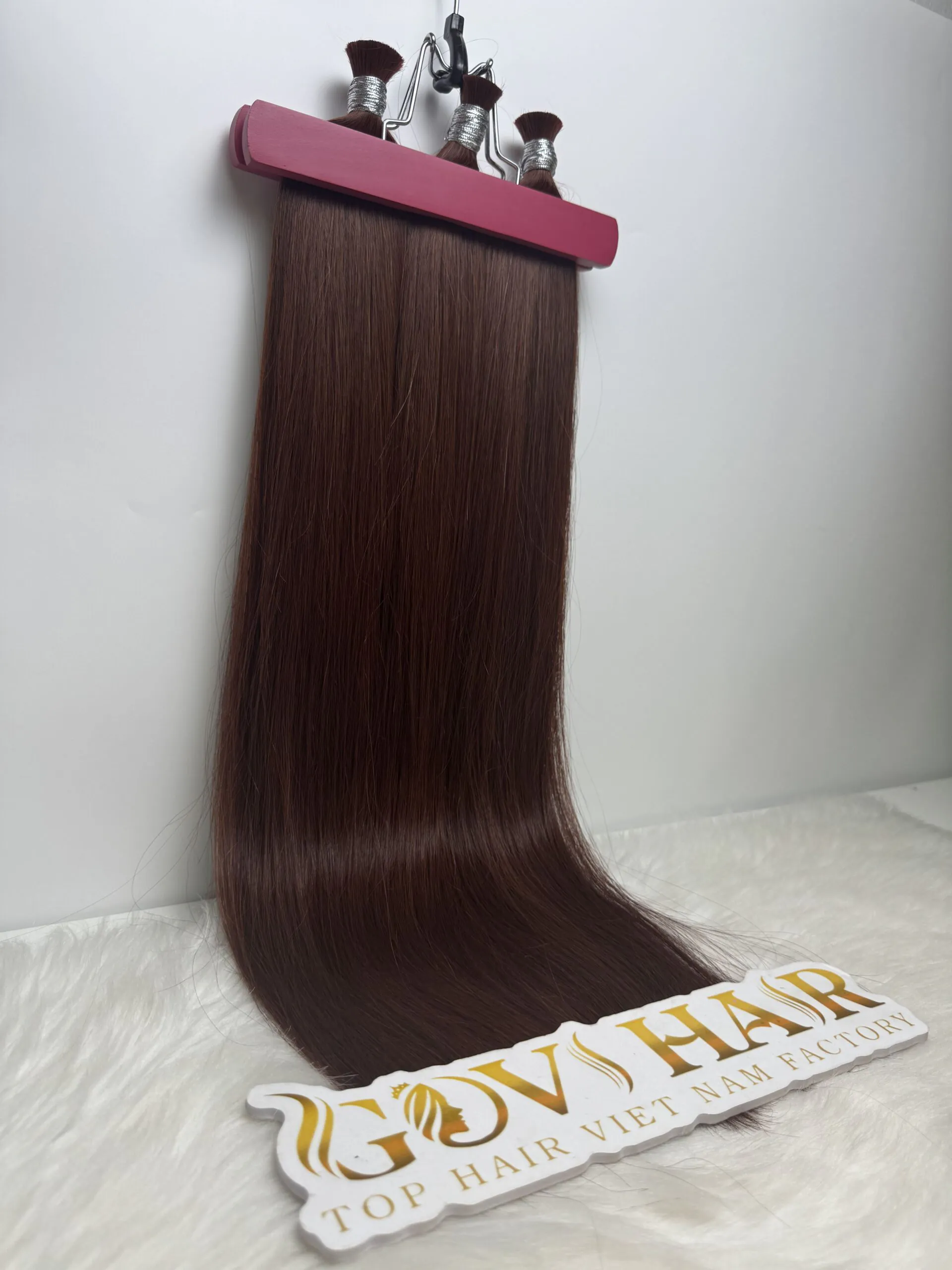 Straight Bulk Human Hair for Braiding 26 Inch #30 Auburn Brown Color 4 Bulk Human Hair for Braiding #30 Auburn Brown