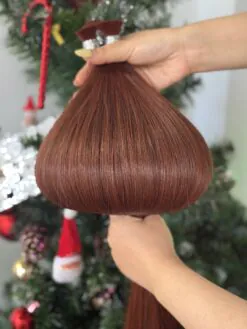 Straight Bulk Human Hair for Braiding 26 Inch #30 Auburn Brown Color 6 Bulk Human Hair for Braiding 26 Inch #30 Auburn Brown