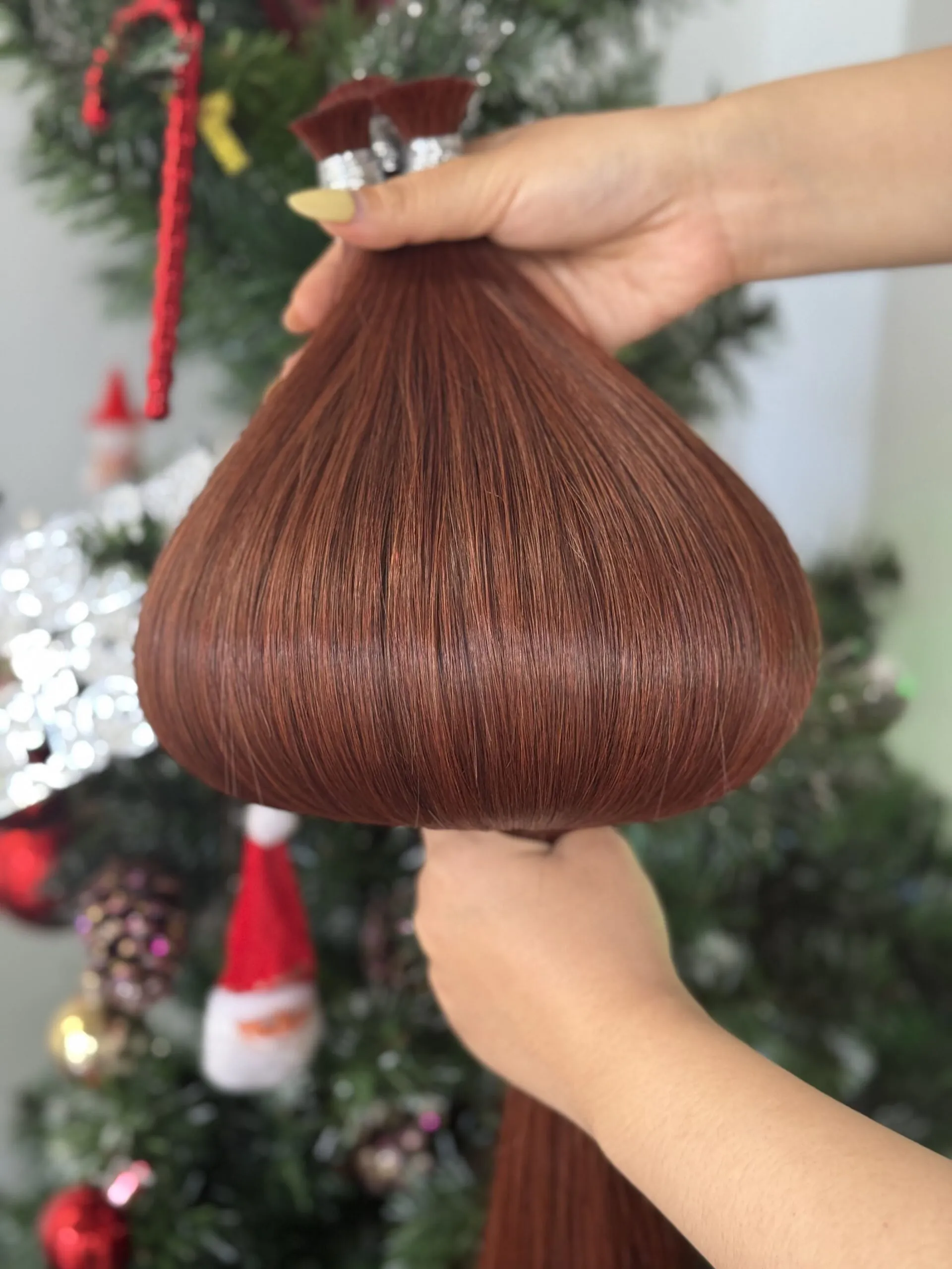 Straight Bulk Human Hair for Braiding 26 Inch #30 Auburn Brown Color 3 Bulk Human Hair for Braiding 26 Inch #30 Auburn Brown