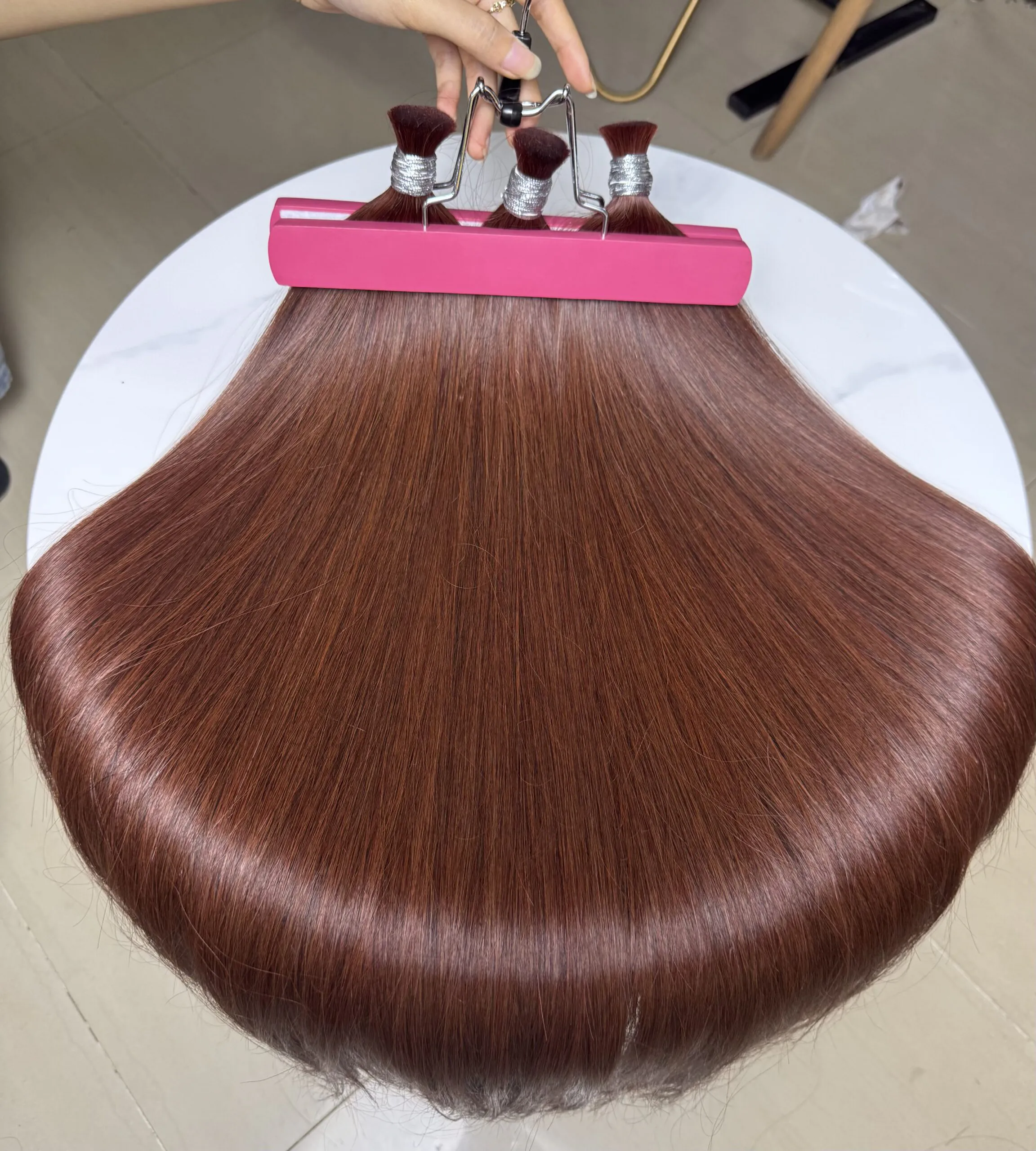 Straight Bulk Human Hair for Braiding 26 Inch #30 Auburn Brown Color 2 Straight Bulk Human Hair for Braiding 26 Inch #30 Auburn Brown