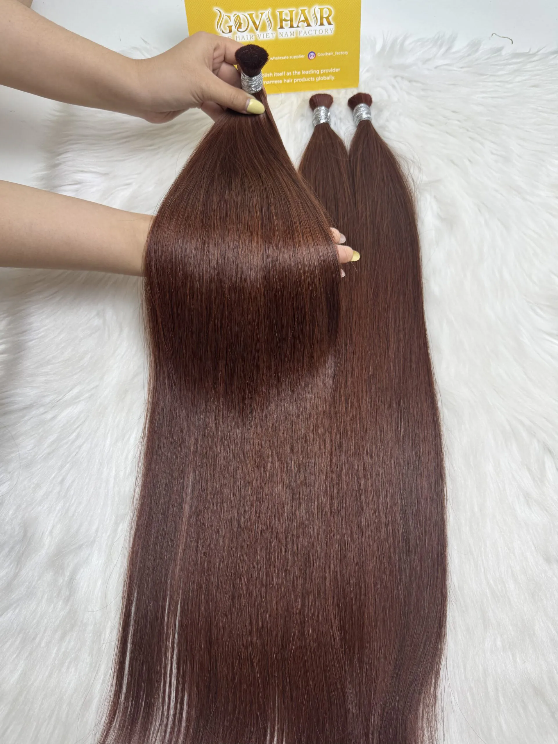 Straight Bulk Human Hair for Braiding 26 Inch #30 Auburn Brown Color 1 Straight Bulk Human Hair for Braiding 26 Inch #30 Auburn Brown Color