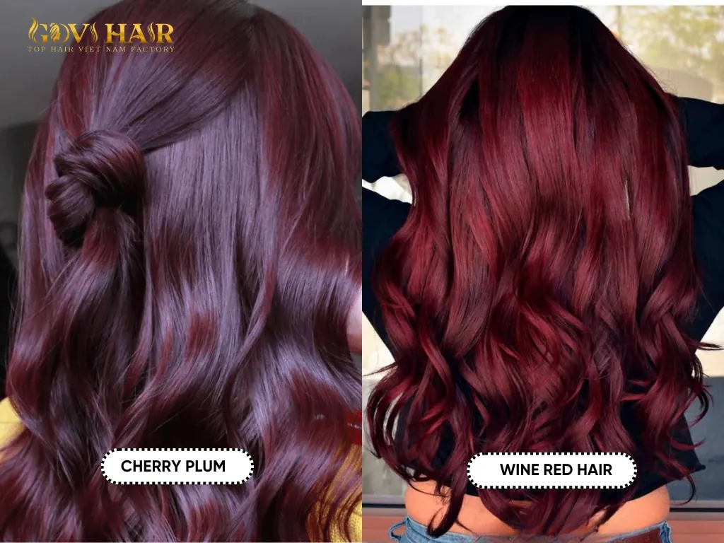 Cherry plum hair color compared wine red hair shades