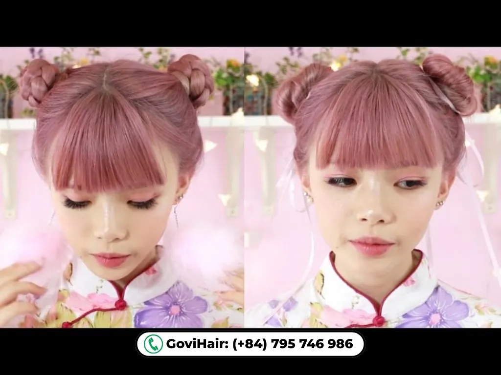 Double bun with bang