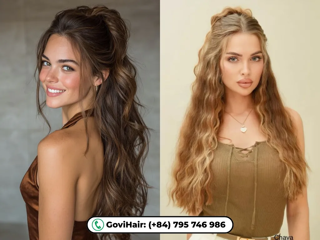 20+ Trendy Hairstyles for Oval Faces: Find Your Perfect Fit 22 Half-up half-down braids hairstyle