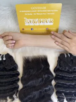 HD Lace Closure 6x6 Deep Wave 22 Inch #1B Natural Black Color